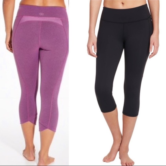 CALIA Essential Crossover Heathered Purple Fitted Capris Leggings sz Small - Picture 2 of 14